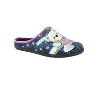 inblu Pantofole Donna con Orsetto Peluche, Ciabatte Invernali con Plantare in Tessuto Imbottito Estraibile, Blu, 35 EU