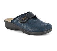 inblu Pantofole Donna con Plantare in Pelle, Ciabatte Invernali con Chiusura a Strappo, 35/41, Blu, 40 EU