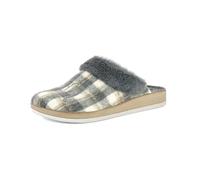 inblu Pantofole Donna con Scritta Love, Bordo in Ecopelliccia e Maxi Fantasia a Losanghe, Plantare in Vera Pelle, Grigio, 37 EU