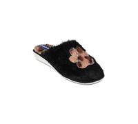 inblu Pantofole Donna con Zampina Leopardata Calde e Morbide, Suola con Leggero Tacco, Nero, 36 EU