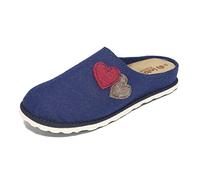 Inblu | Pantofole Donna Ecofriends con Cuore, Fodera e Tomaia Realizzate da Materiale Riciclato, Plantare Estraibile Ricoperto in Vera Pelle, Colore Blu, 40