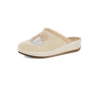 inblu Pantofole Donna Effetto Lana con Fantasia Tartan, Suola Leggera e Flessibile, Naturale, 37 EU