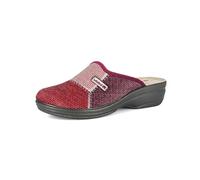 inblu Pantofole Donna Effetto Patchwork con Plantare in Vera Pelle Imbottito, Tacco 4,5 cm, Suola Poliuretanica Leggera, Bordeaux, 38 EU