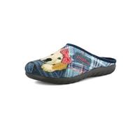 inblu Pantofole Donna Fantasia Tartan e Animalier con Animaletto e Fiocco, Ciabatte Invernali con Soffice Plantare, Blu, 36 EU