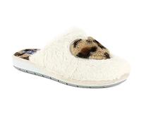 inblu Pantofole Donna Fluffy con Cuore Leopardato, Ciabatte Invernali con Suola Leggera Tacco Accennato, Naturale, 39