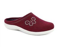 inblu Pantofole Donna Invernali Ciabatte con Fiorellino di Strass Leggere e Flessibili IB-BS0048 (Prugna,36)