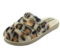 inblu Pantofole Donna Invernali Ciabatte Ragazze Calde Leopardate Peluche Piatte EK0008 (Beige Naturale, 38)