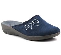 Inblu | Pantofole Donna Invernali in Morbido Tessuto Con Fiocco di Brillantini, Colore Blu, 39