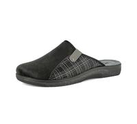 inblu Pantofole Uomo Inserto Tartan con Plantare Anatomico e Suola Poliuretanica, Nero, 40 EU