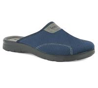 Pantofole Uomo Logo inblu, Ciabatte con Sottopiede Ergonomico in Vera Pelle e Suola Rialzata, Blu, 40