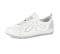 inblu PantoScarpe Sneakers Donna Slip On con Decori e Elastici Frontali, Plantare in Vera Pelle, dal 35 al 41, Scarpe da Ginnastica, Bianco-Argento, 36 EU