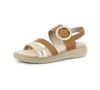 inblu Sandali Donna a Fascia con Fibbia Tonda Dorata e Cinturino, Plantare in Tessuto Imbottito, Marrone, 38 EU