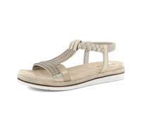 inblu Sandali Donna a Treccia con Luminosi Strass, Elastico alla Caviglia, Plantare Imbottito, dal 35 al 41, Platino, 37 EU