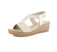 inblu Sandali Donna a Zeppa con Cinturino Regolabile, Plantare in Pelle Imbottito, Ghiaccio, 39 EU