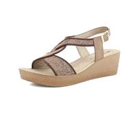 inblu Sandali Donna a Zeppa con Cinturino Regolabile, Plantare in Pelle Imbottito, Testa di Moro, 39 EU