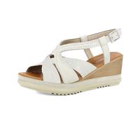inblu Sandali Donna Cinturino Regolabile e Brillantini, Plantare in Ecopelle Imbottito, Zeppa 6,5cm, Ghiaccio, 38 EU