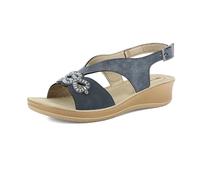 inblu Sandali Donna Cinturino Regolabile E Brillantini, Zeppa 3,5cm, Plantare in Ecopelle