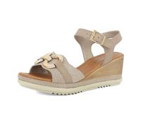 inblu Sandali Donna Cinturino Regolabile e Fascia con Accessorio, Plantare in Ecopelle Imbottito, Zeppa 6,5cm, Sabbia, 37 EU