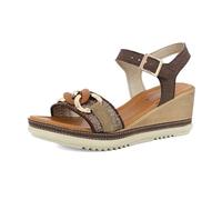 inblu Sandali Donna Cinturino Regolabile e Fascia con Catena, Plantare in Ecopelle Imbottito, Zeppa 6,5cm, Marrone Scuro, 37 EU