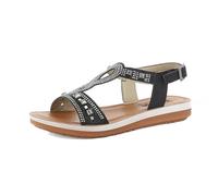 inblu Sandali Donna con Cinturino a Chiusura Regolabile e Cascata di Brillantini, Ciabatte, Nero, 39 EU