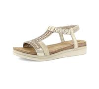 inblu Sandali Donna con Elastico e Fascia Intrecciata con Strass, Plantare in Pelle Imbottito, Platino, 39 EU