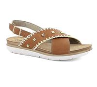 Inblu Sandali Donna con Fascia Incrociata e Borchiette e Cinturino Regolabile con Fibbia, Camel, 38 EU
