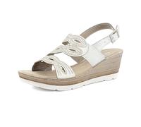 inblu Sandali Donna Decoro in Strass, Plantare Imbottito in Ecopelle, Zeppa 6,5cm, Bianco, 39 EU