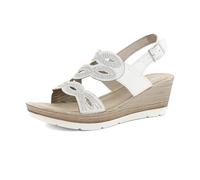 inblu Sandali Donna Estive a Fascia con Zeppa e Strass Ciabatte con Chiusura a Fibbia Imbottite Morbide Comode Mare Spiaggia EL0029 Bianco,38