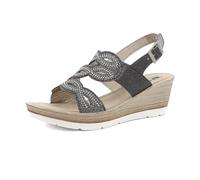 inblu Sandali Donna Estive a Fascia con Zeppa e Strass Ciabatte con Chiusura a Fibbia Imbottite Morbide Comode Mare Spiaggia EL0029 Nero,39