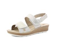 inblu Sandali Donna in Ecopelle con Doppia Fascia e Chiusura Regolabile a Strappo, Plantare in Pelle, dal 35 al 41, Bianco, 40 EU