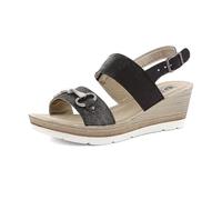 inblu Sandali Donna in Ecopelle con Doppia Fascia e Zeppa, Plantare Imbottito, Fibbia e Cinturino Regolabile, dal 35 al 41, Nero, 40 EU