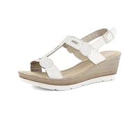 inblu Sandali Donna in Ecopelle con Zeppa e Brillantini, Plantare Imbottito e Cinturno Regolabile, Bianco, 40