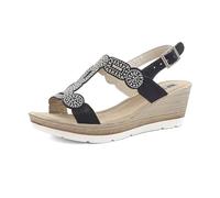 inblu Sandali Donna in Ecopelle con Zeppa e Brillantini, Plantare Imbottito e Cinturno Regolabile, dal 35 al 41, Nero, 39 EU