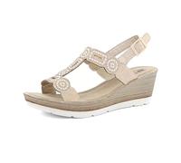 inblu Sandali Donna in Ecopelle con Zeppa e Brillantini, Plantare Imbottito e Cinturno Regolabile, dal 35 al 41, Platino, 39 EU