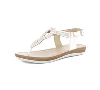 inblu Sandali Donna Infradito con Decoro Traforato e Strass, Cinturino Regolabile e Plantare Imbottito, dal 35 al 41, Bianco, 39 EU