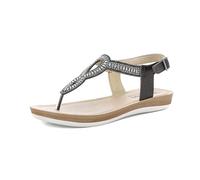 inblu Sandali Donna Infradito con Decoro Traforato e Strass, Cinturino Regolabile e Plantare Imbottito, dal 35 al 41, Nero, 40 EU