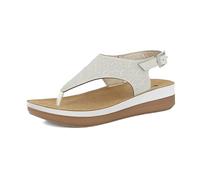 inblu Sandali Donna Infradito in Ecopelle con Zeppa e Brillantini, Regolabili con Fibbia, Suola Bicolore e Plantare in Pelle, Ghiaccio, 38 EU