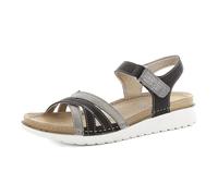 inblu Sandali Donna Regolabili con Chiusura a Strappo e Inserto Effetto Pitonato, Plantare in Pelle, dal 35 al 41, Nero, 36 EU
