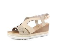 inblu Sandali Donna Spuntati con Zeppa e Strass, Cinturino Regolabile e Plantare Imbottito, dal 35 al 41, Platino, 40 EU