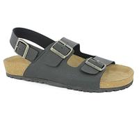 inblu Sandali Uomo Estivi in Vera Pelle Suola Imbottita Comoda Scarpe con Chiusura a Fibbie Regolabili Ciabatte da Casa Pantofole Estate Morbide da Spiaggia Mare NU0010 (Nero,43)