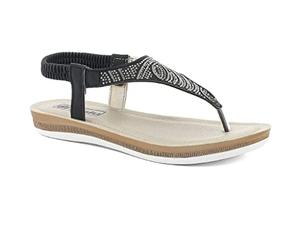 Inblu Sandali infradito con strass ed elastico, donna, nero, 37