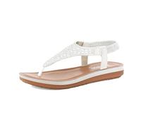 inblu Sandali Infradito Donna con Brillatini, Cinturino Elastico, Plantare Imbottito in Ecopelle, Ciabatte, Bianco, 36 EU