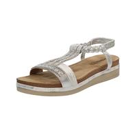 inblu Sandali Donna con Elastico e Fascia Intrecciata con Strass, Plantare in Pelle Imbottito, Argento, 37 EU
