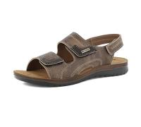 inblu Sandali Uomo con Tripla Regolazione a Strappo, Plantare in Vera Pelle, Ciabatte, Marrone, 44 EU