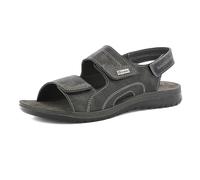 inblu Sandali Uomo con Tripla Regolazione a Strappo, Plantare in Vera Pelle, Ciabatte, Nero, 44 EU