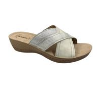 inblu Sandalo Ciabatta Donna elegante effetto metallizzato sottopiede vera pelle (GRIGIO, numeric_39)