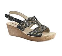 Inblu Sandalo Donna Media Altezza con Strass e Cinturino Regolabile, Nero, 38 EU