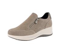 inblu Scarpe da Ginnastica Donna con Cerniera, Brillantini e Decoro Geometrico, Tomaia in Ecopelle, Naturale, 38 EU