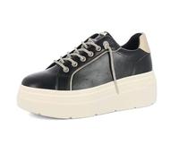 inblu Scarpe da Ginnastica Donna con Lacci, Design Bicolore, Suola Alta e Inserto Colorato sul Tallone, Nero, 37 EU