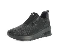 inblu Scarpe da Ginnastica Donna Slip On con Strass e Suola Antiscivolo con Tacco Leggero, Nero, 37 EU